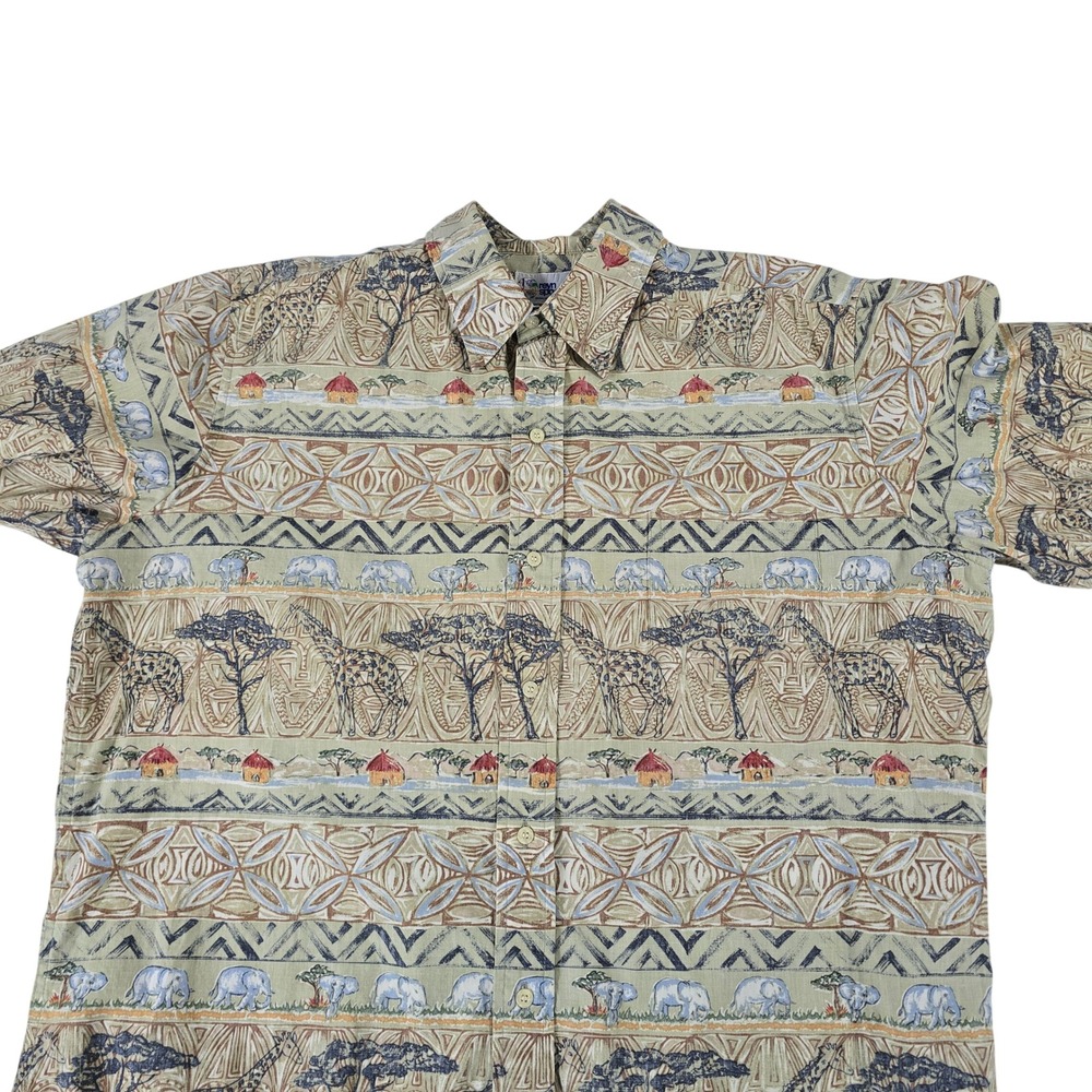 Reyn Spooner Hawaiian Traditionals African Safari Print Button Down Shirt Men XL